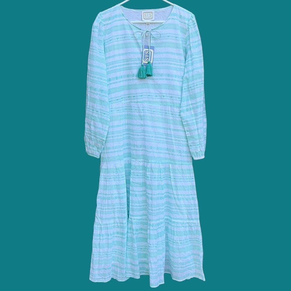 Sail to Sable Light Blue Striped Dress Large New With Tags.